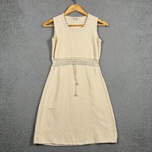 Chavin Dress Women Size Medium Beige Sleeveless Midi Terry A line Flared Peasant